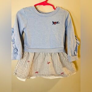 Charming Blue Love Dress with Stripes